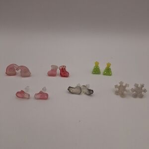resin Christmas theme .5" stud earrings Set Of 6 - mbarnes productions